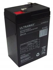 ULTRAMAX NP4.5-6, 6V 4.5AH 20HR (AS 4AH) SEALED LEAD ACID RECHARGEABLE BATTERY